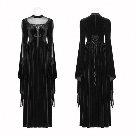  TY106 Custom Made to order velvet Gothic Punk Maxi Wedding dress   Regular Size XS S M L XL & Plus size  (SZ16-52)1X 2X 3X 4X 5X 6X 7X 8X 9X 10X